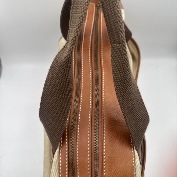 Tommy Bahama Challenge Large Brown Biege Canvas/leather Duffle Weekender Bag - Picture 9 of 16